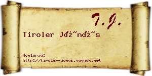 Tiroler Jónás névjegykártya